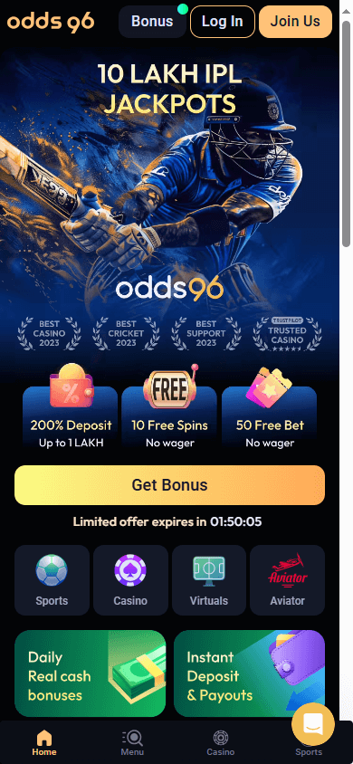 odds96_casino_homepage_mobile