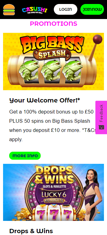 Casushi Casino Promotions Mobile