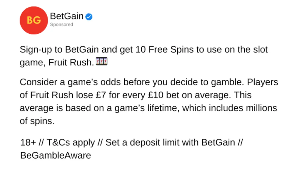 betgain betting ad