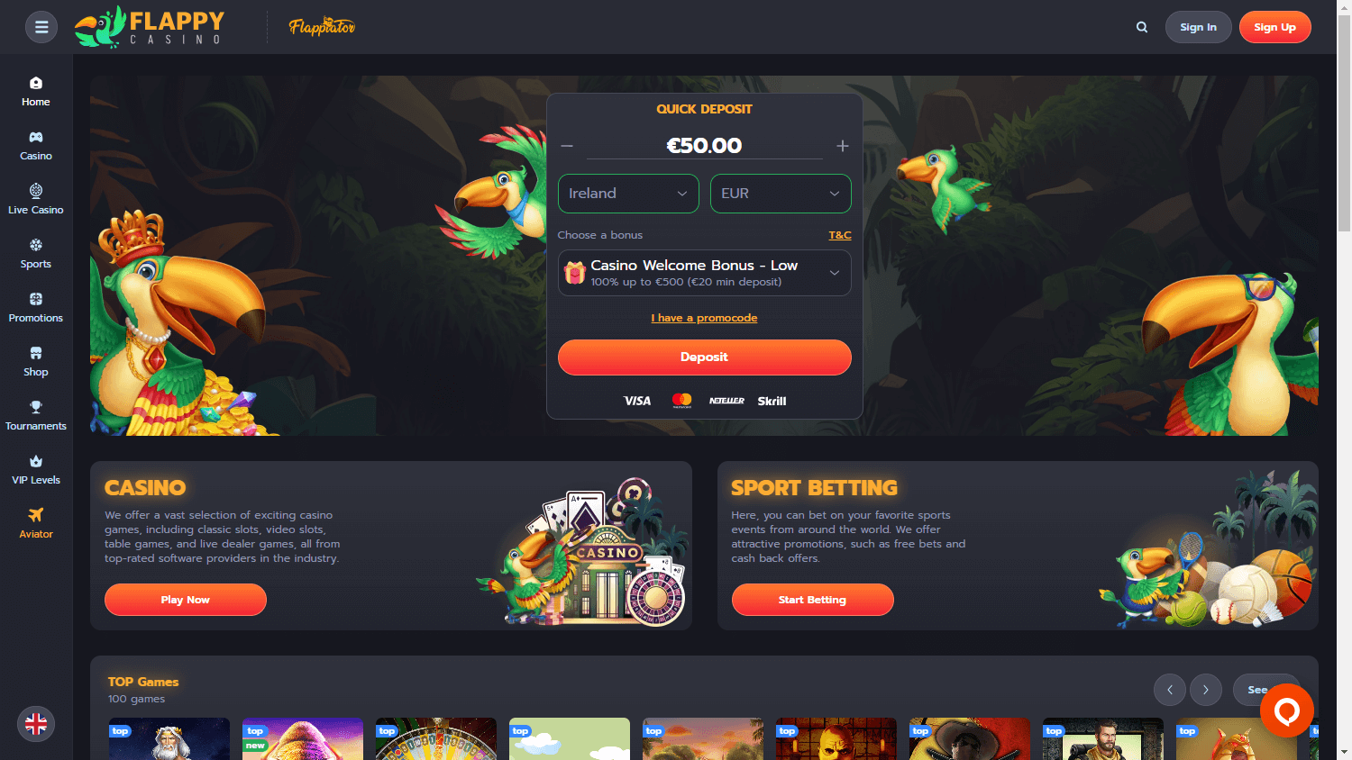 flappy_casino_homepage_desktop
