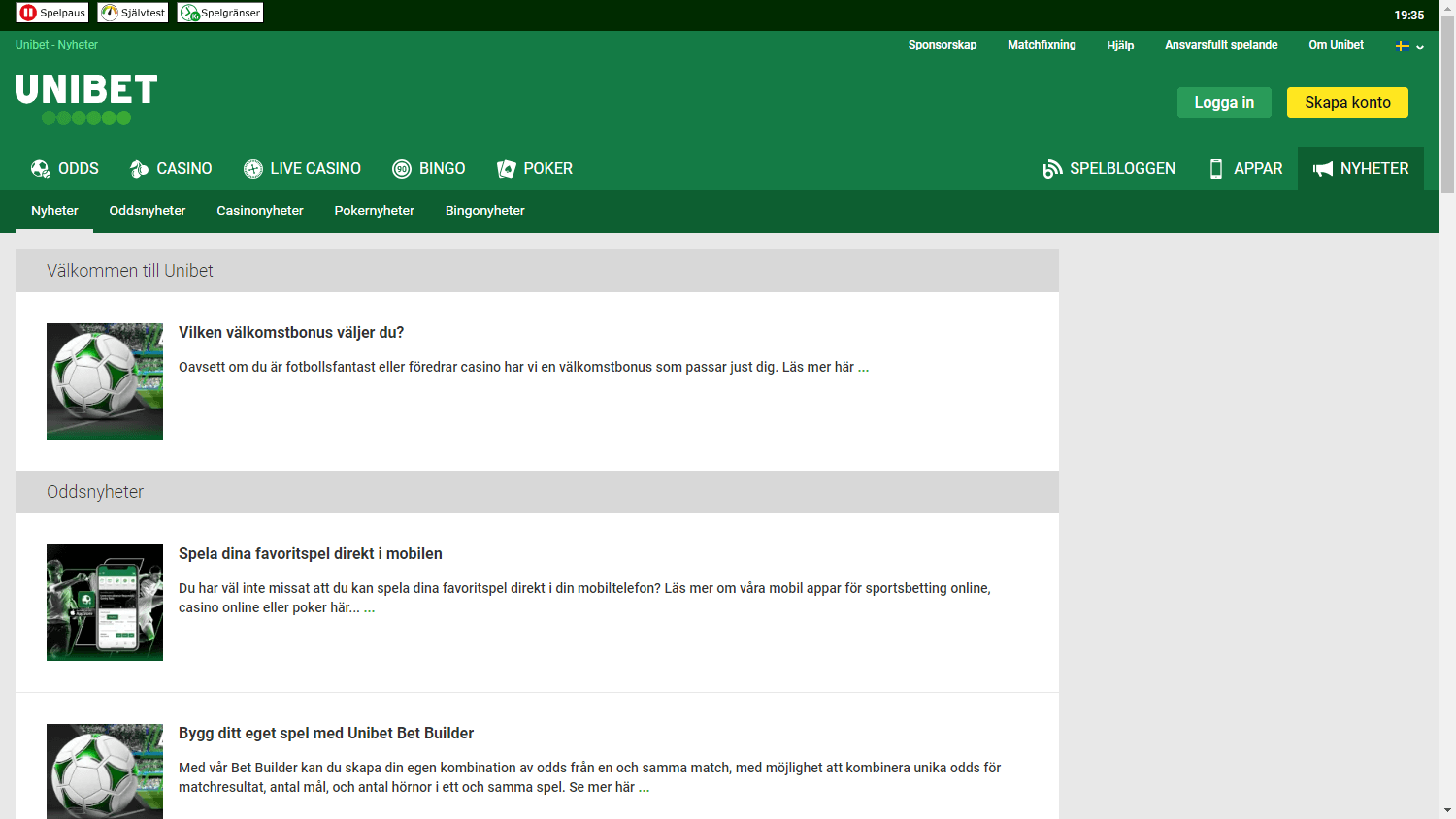 Unibet Casino promoties screenshot