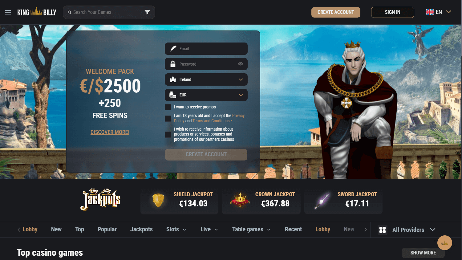 King Billy Casino Review | Welcome bonus up to ₹200,000
