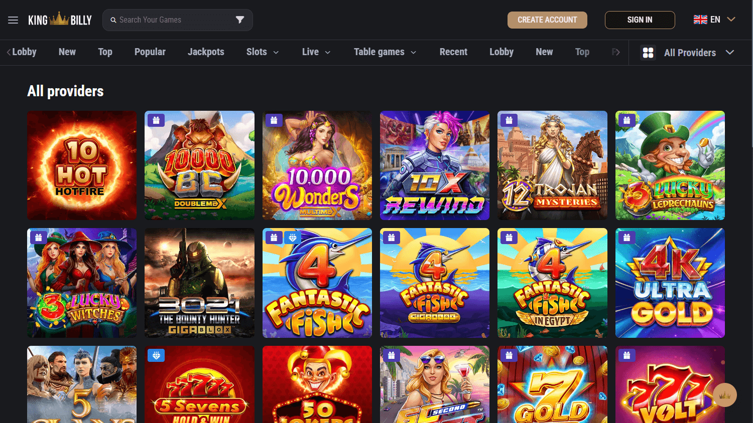 Discover King Billy's Game Gallery