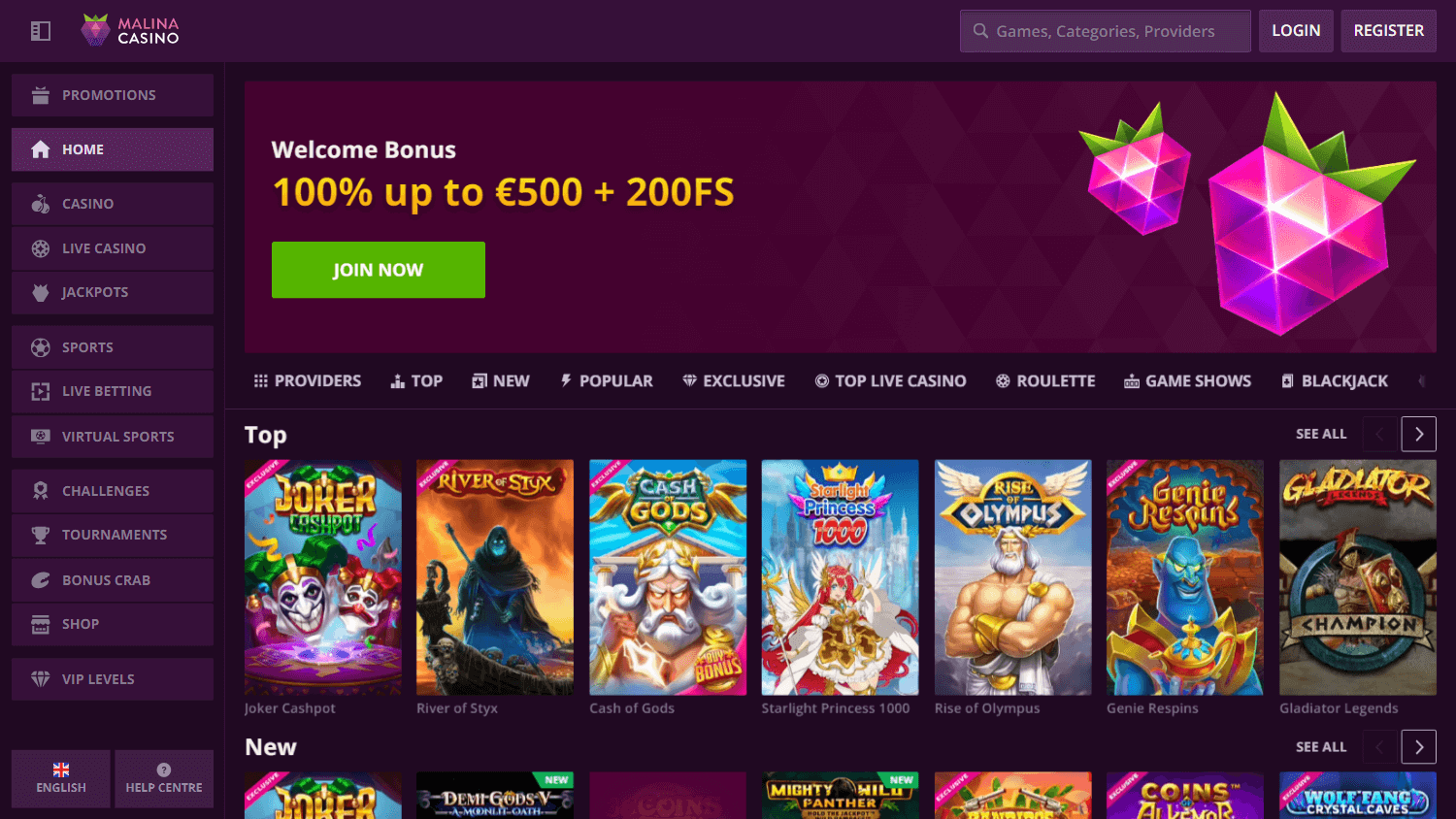 malina_casino_homepage_desktop