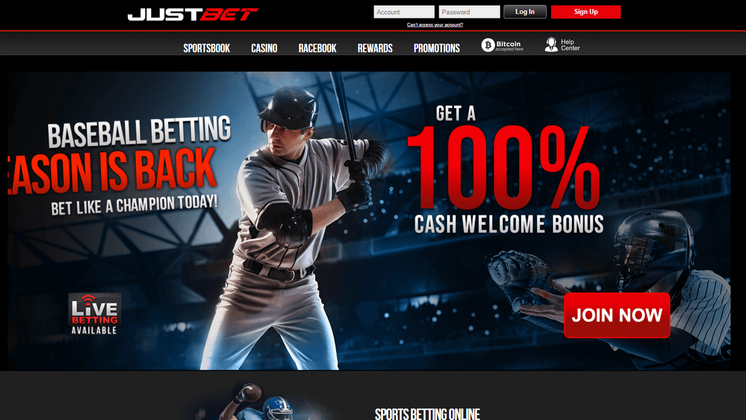 Just Casino Homepage