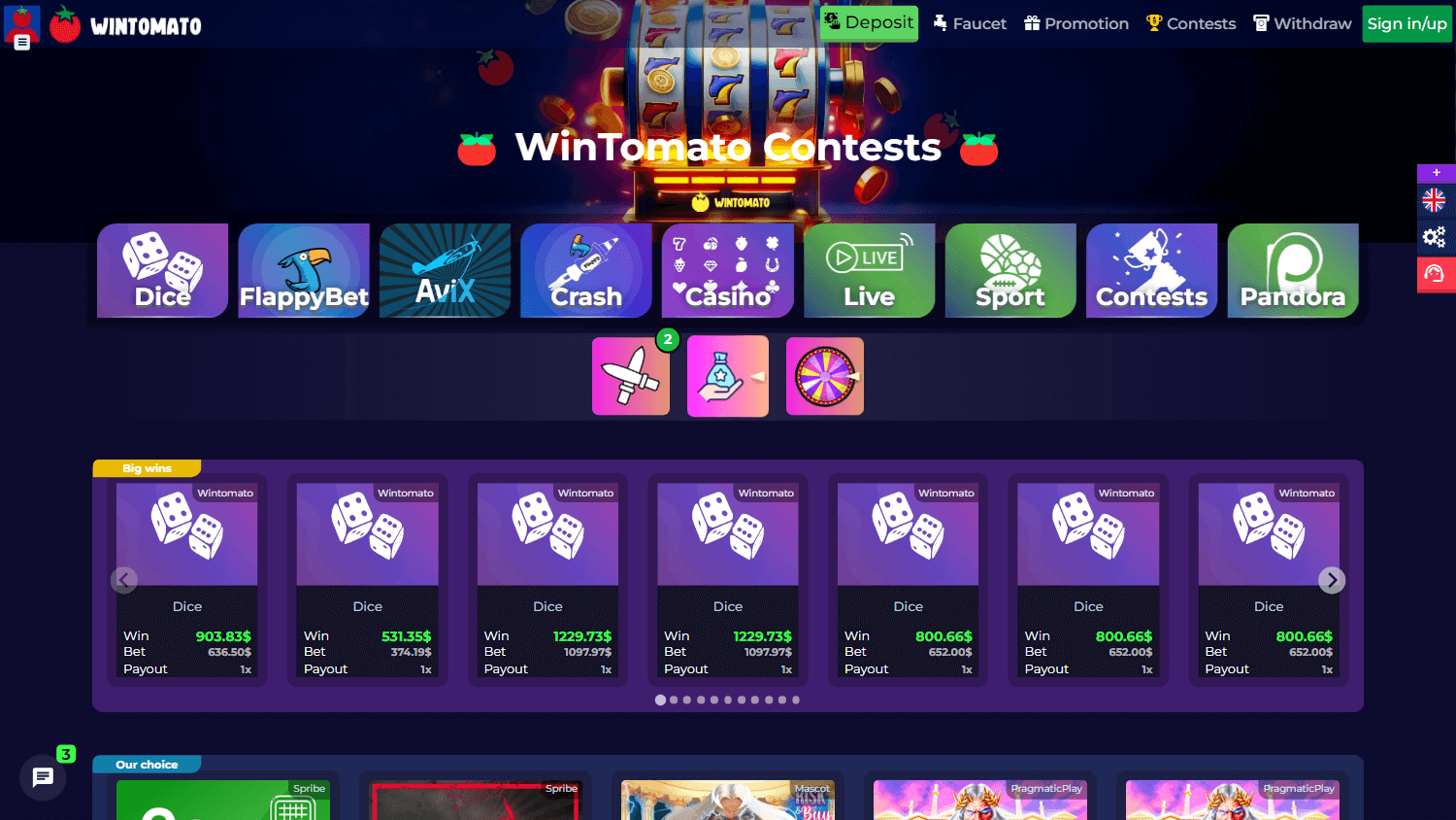 wintomato_casino_homepage_desktop