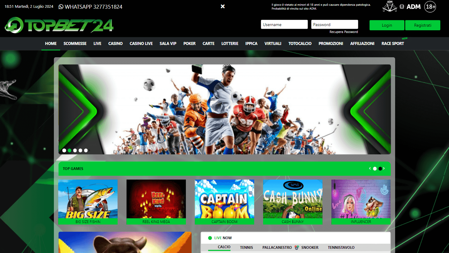 Topbet24 homepage
