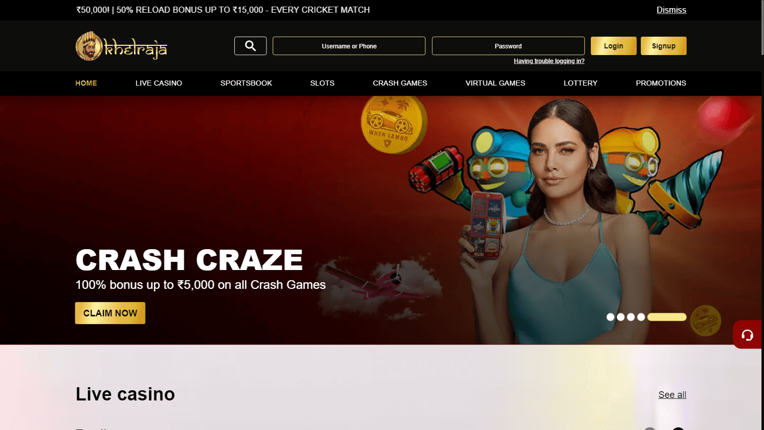 khelraja_casino_homepage_desktop