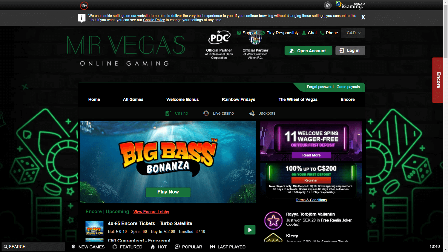 licencié Mr Vegas Casino bonus sans dépôt bannière promotionnelle en France
