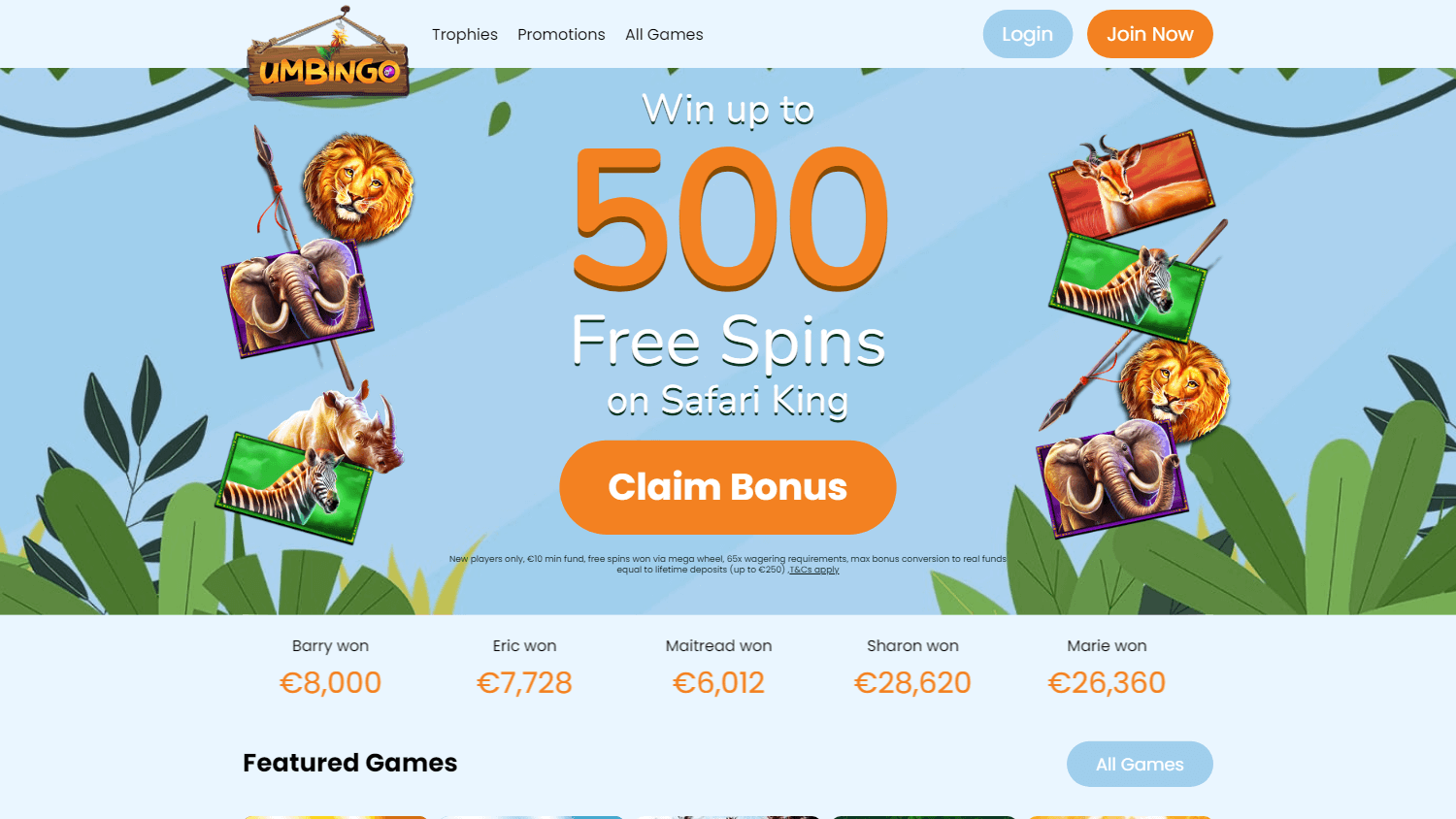 umbingo_casino_ie_homepage_desktop