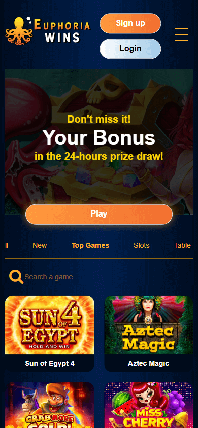 euphoria_wins_casino_homepage_mobile