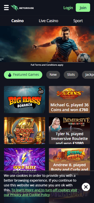 BetGrouse Casino Main Page: BetGrouse Promo Code for Players from the United Kingdom