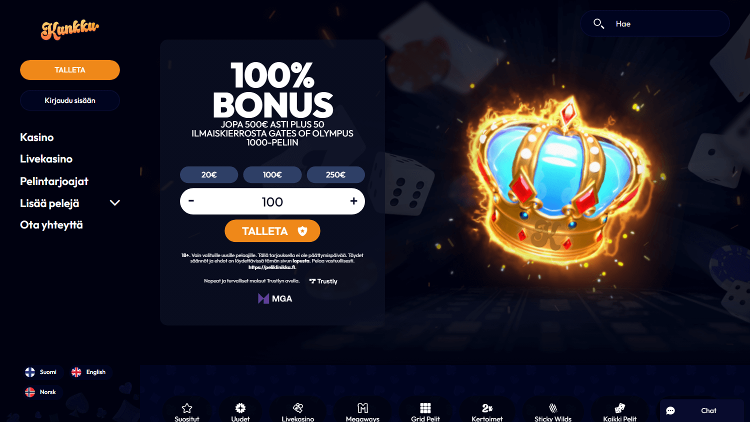 kunkku_casino_homepage_desktop