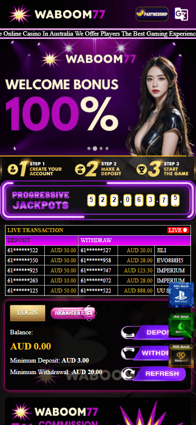 waboom77 Live Casino Login for Australian Players — Review