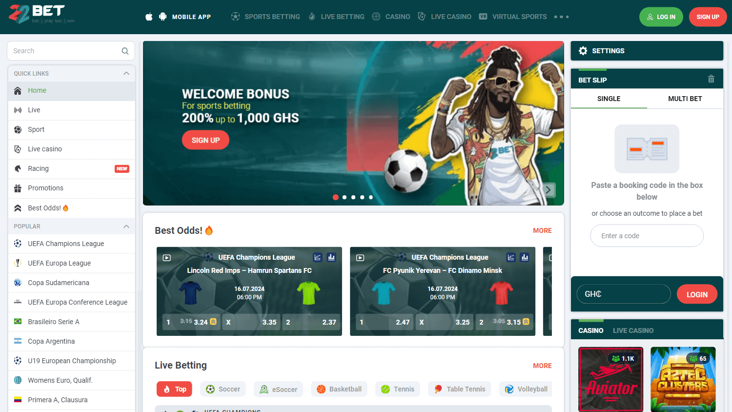 22bet_casino_gh_homepage_desktop