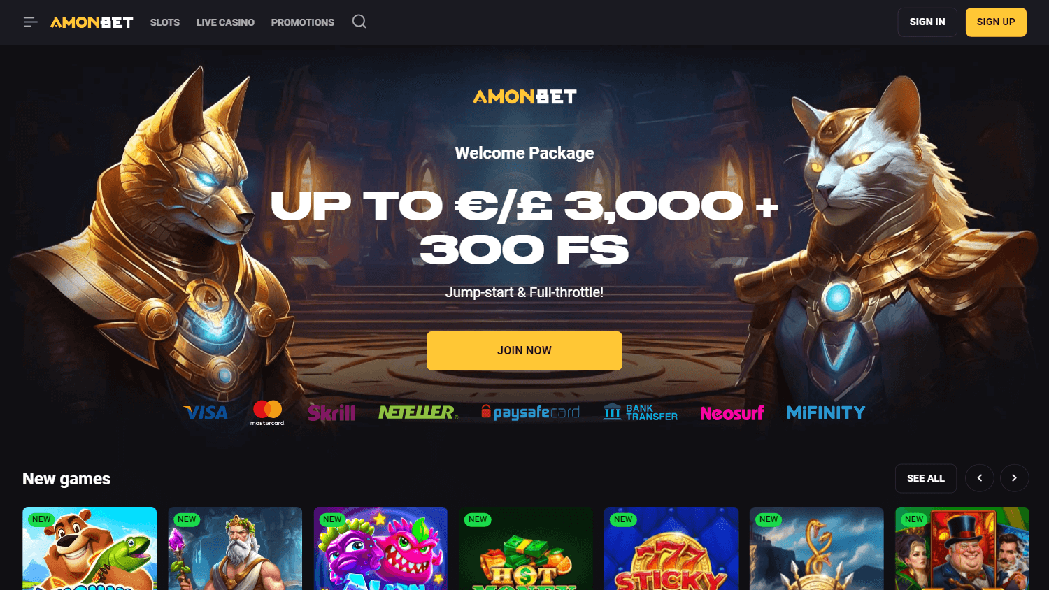 Amonbet Casino Homepage