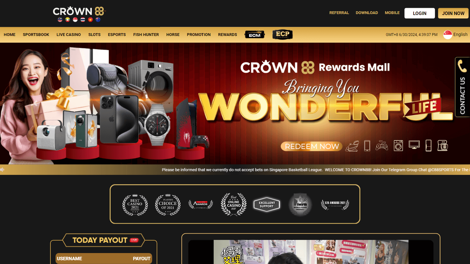 crown88_casino_homepage_desktop