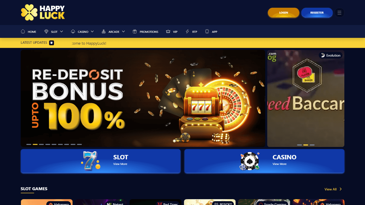 happyluck_casino_homepage_desktop