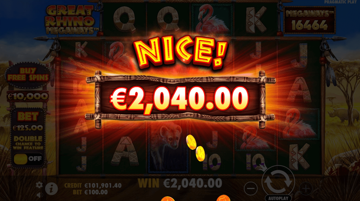 Great Rhino Megaways big win