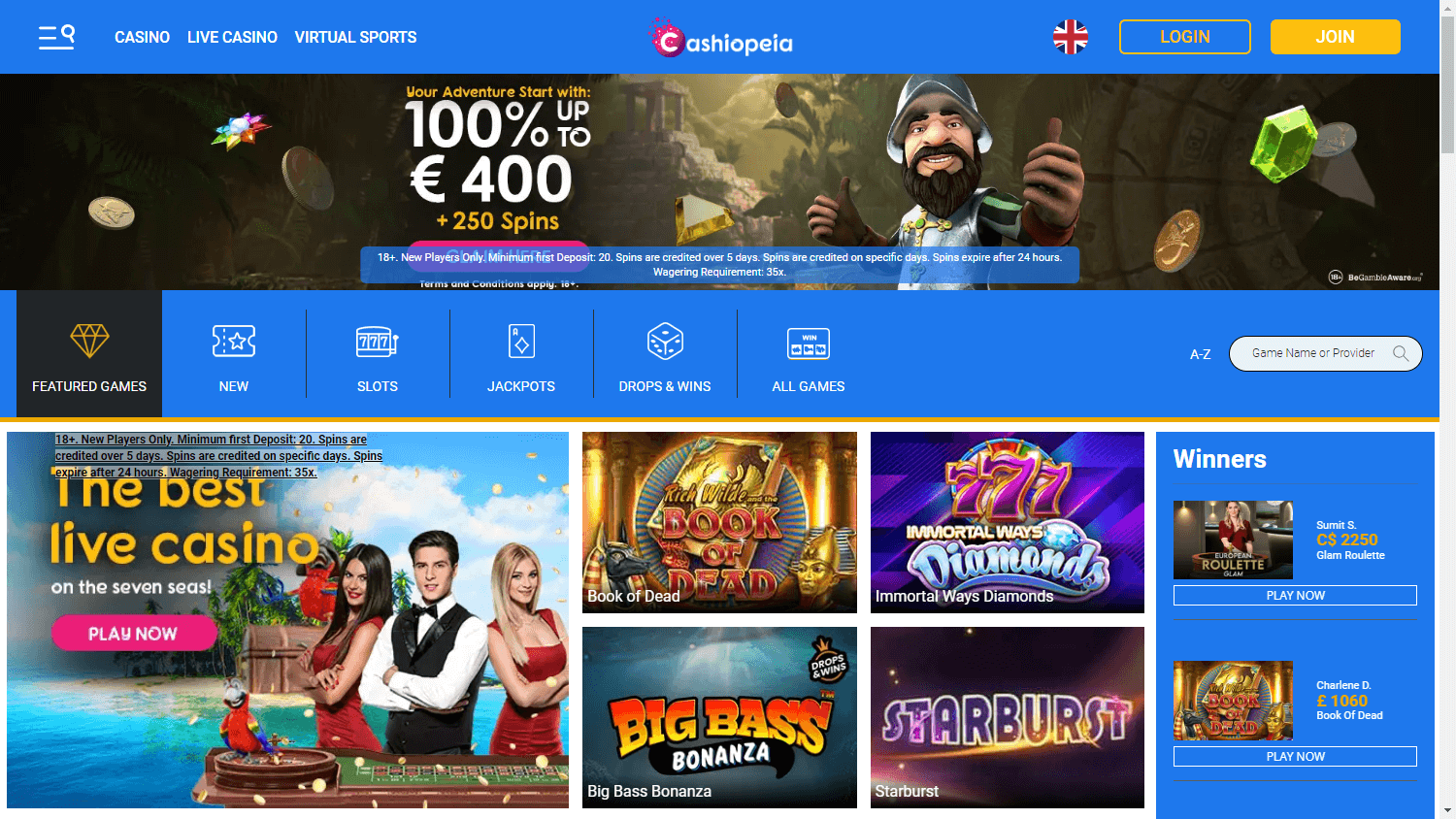 cashiopeia_casino_homepage_desktop