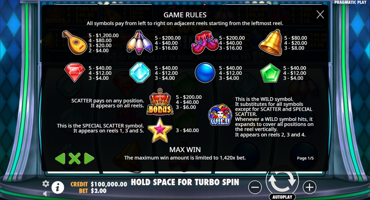 Joker's Jewels Wild - Game rules