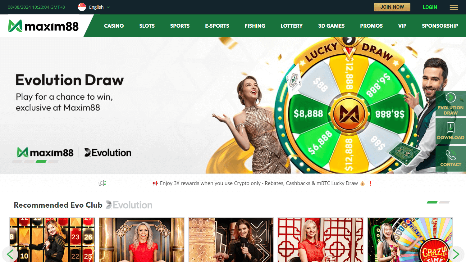 maxim88_casino_sg_homepage_desktop