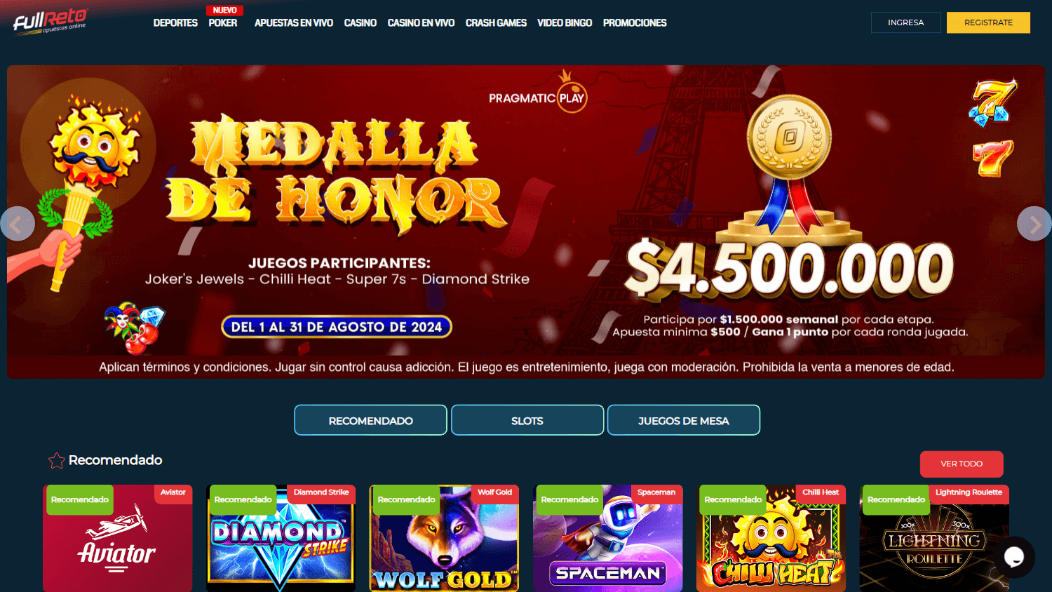 fullreto_casino_homepage_desktop