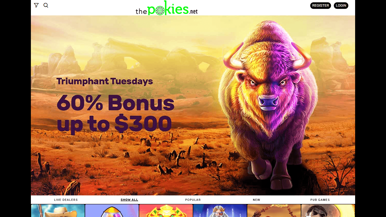 the_pokies_casino_homepage_desktop