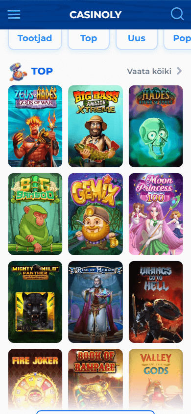 Galleria giochi nell app Casinoly