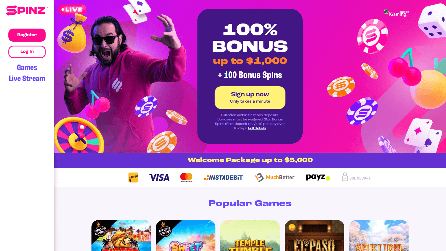 spinz_casino_ontario_homepage_desktop