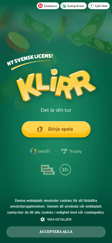 klirr_casino_homepage_mobile