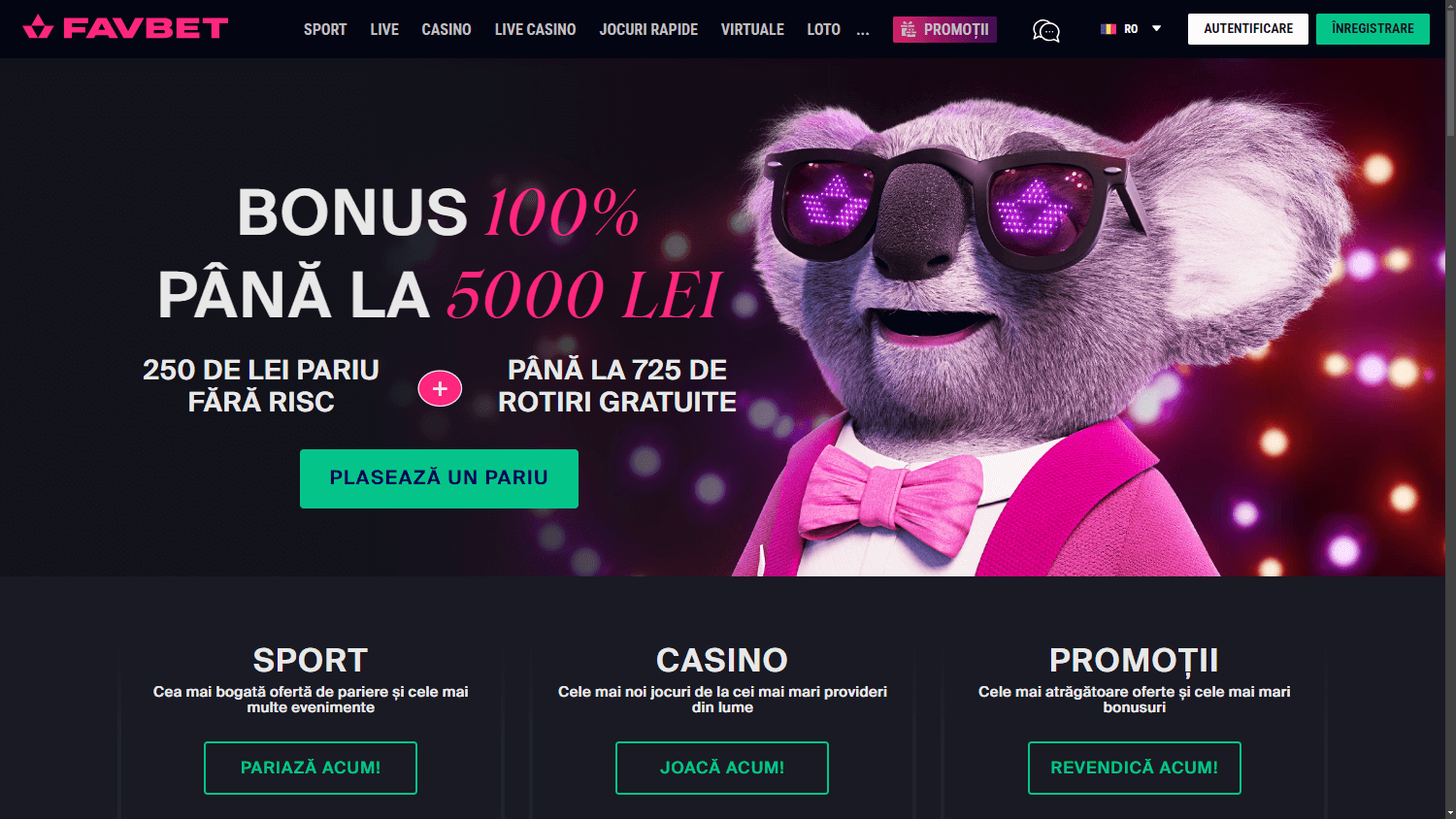 Interfața NV Casino Online - Exemplu de homepage similar