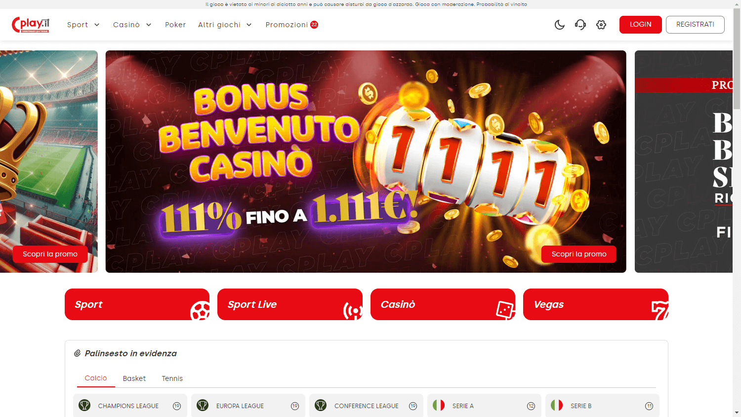 Homepage di Cplay Casino