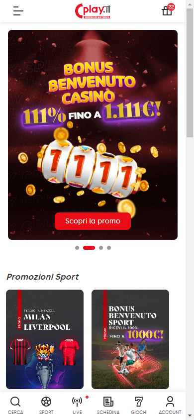 Promozioni mobili di Cplay casino
