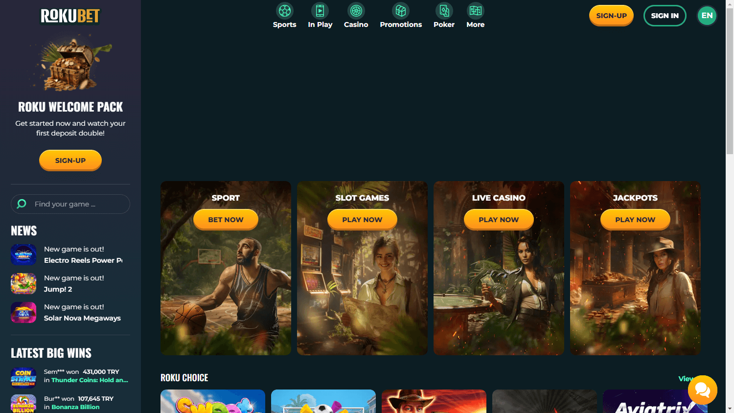 RokuBet_Casino_homepage_desktop