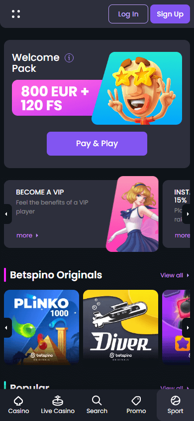 betspino_casino_homepage_mobile