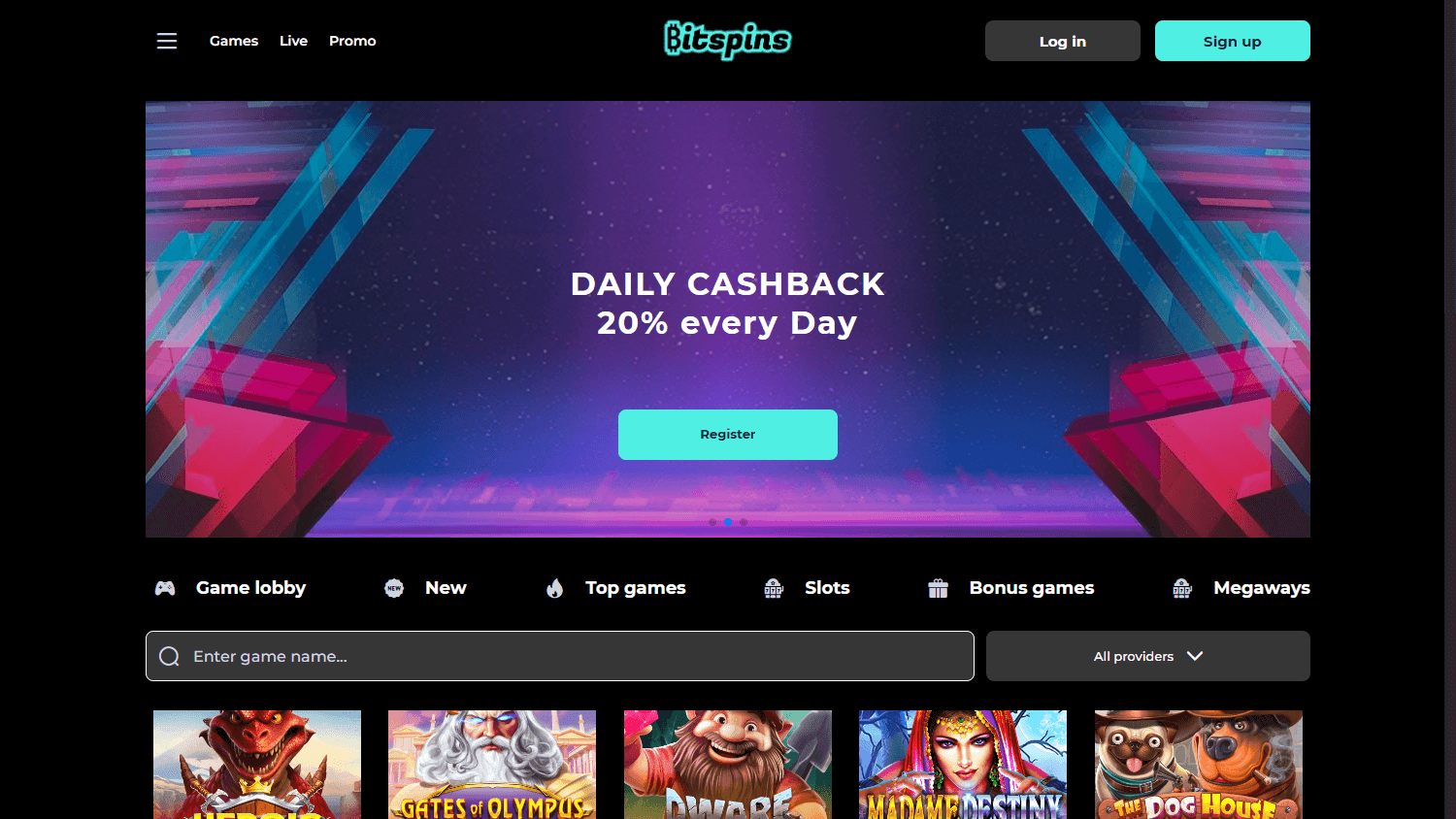 bitspins_casino_homepage_desktop