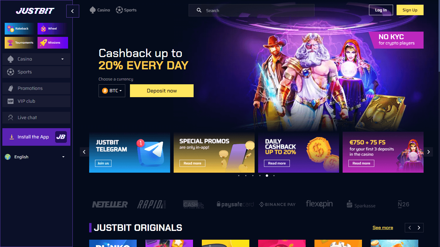 justbit_casino_homepage_desktop