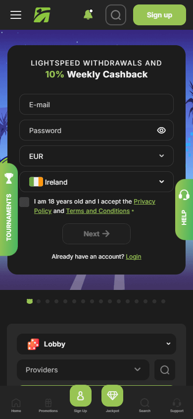 FastPay Casino mobile interface screenshot