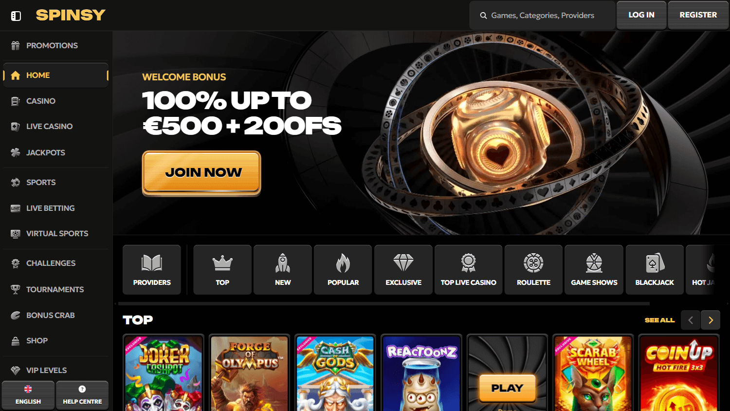 spinsy_casino_homepage_desktop