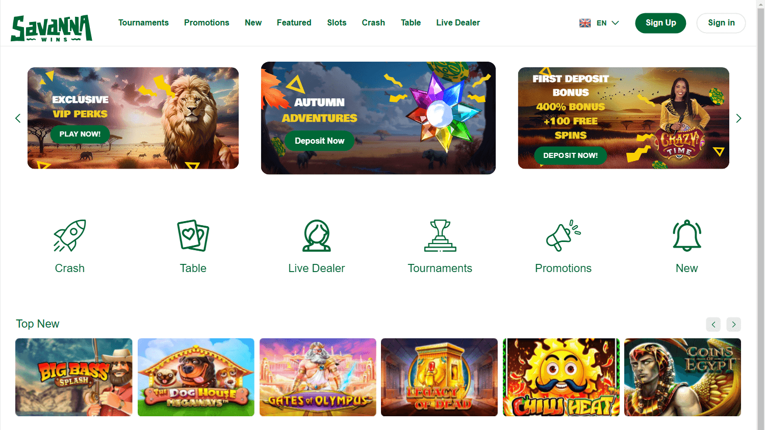 savanna_wins_casino_homepage_desktop