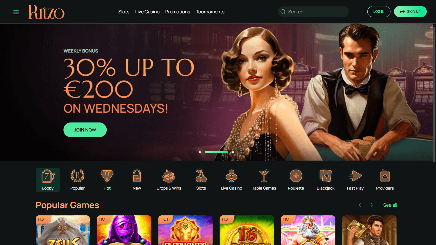 ritzo_casino_homepage_desktop