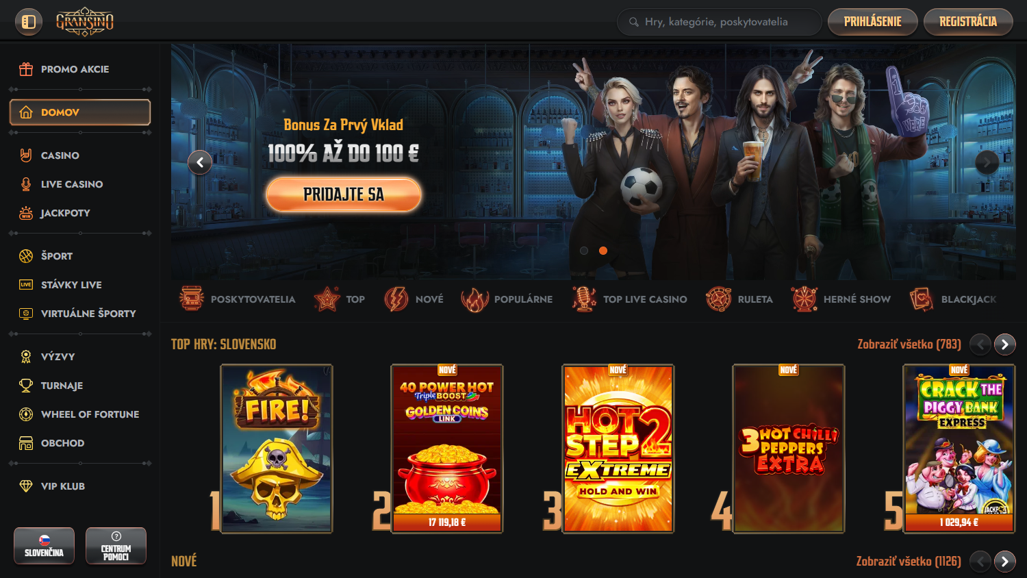 Gransino_Casino_homepage_desktop