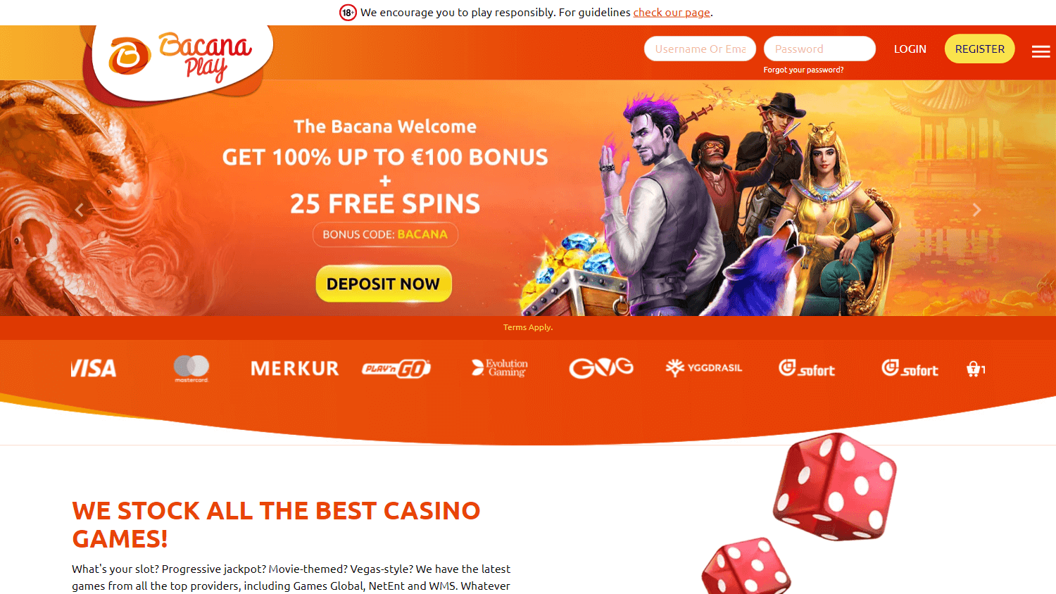 Bacanaplay Casino Homepage