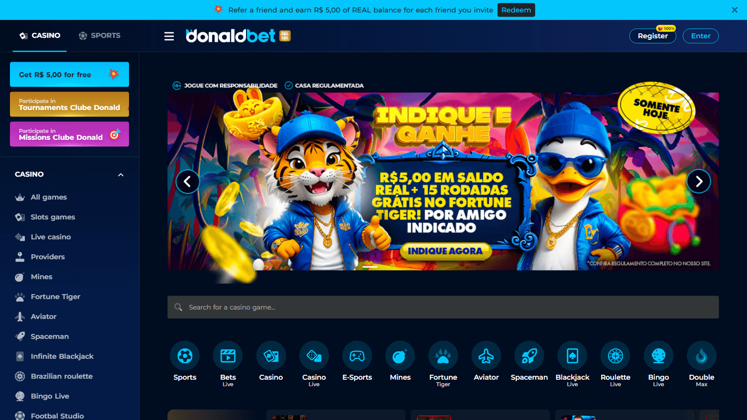 donaldbet_casino_homepage_desktop