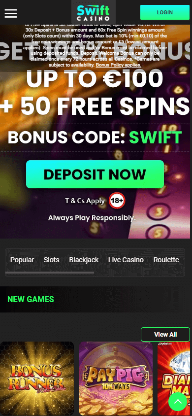 Swift_Casino_homepage_mobile