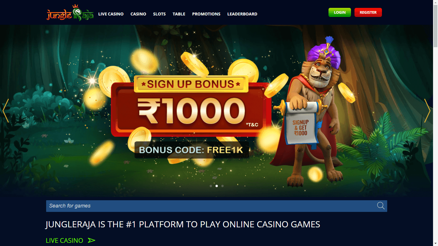 Jungle_Raja_Casino_homepage_desktop