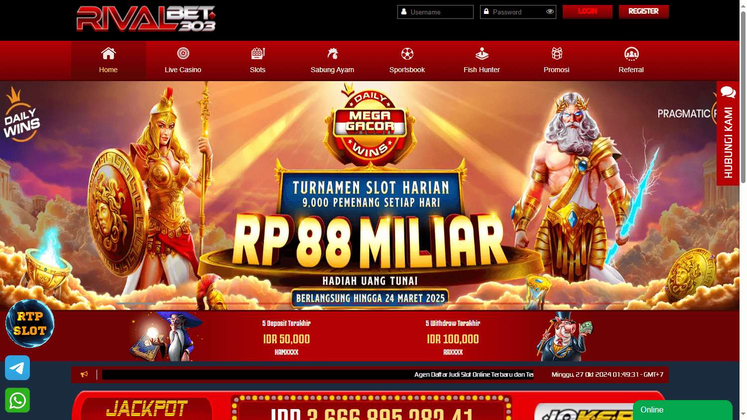 RivalBet303_Casino_homepage_desktop