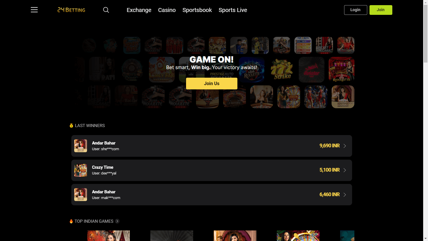 Schermata della homepage di Bigbet24 su desktop