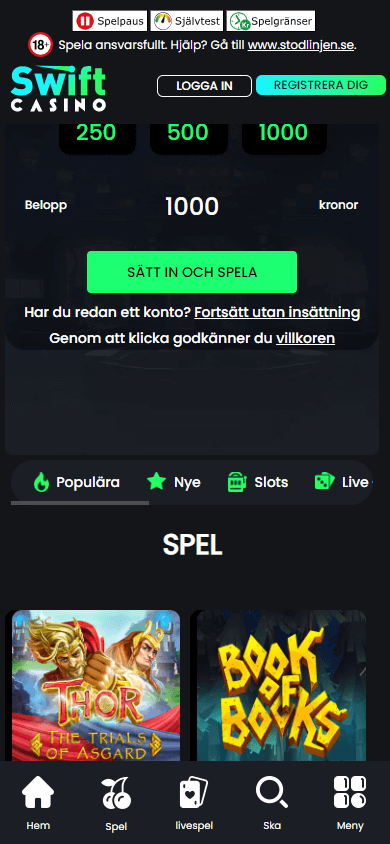 rinomato Swift Casino bonus di registrazione immagine